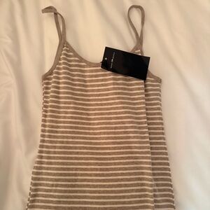 Brandy Melville Beige and White Striped Tank Top